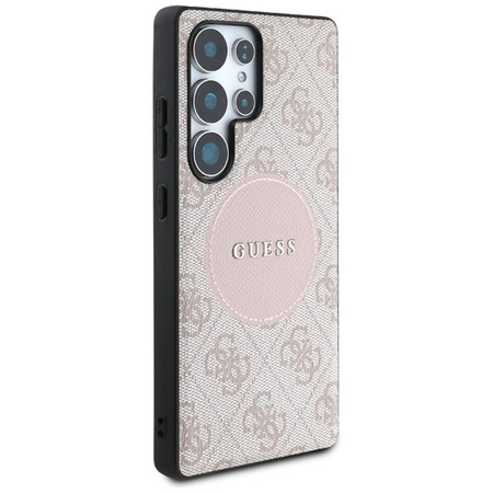 Guess 4G Round Patch Classic Logo MagSafe - tok Samsung Galaxy S25 Ultra (rózsaszín)
