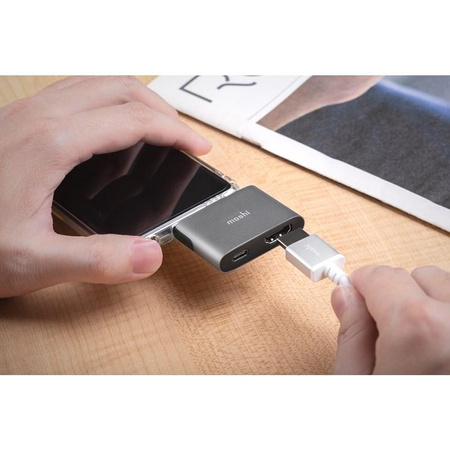 Moshi USB-C Adapter - Adapter für HDMI 4K und HDR mit 60W Power Delivery Ladeunterstützung (Titanium Gray)
