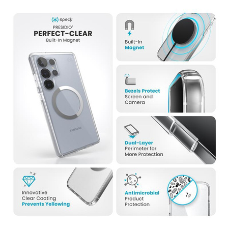Speck Presidio® Perfect-Clear Magnet – przezroczysta ochrona z magnetycznym wsparciem dla Galaxy S25 Ultra