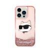 Karl Lagerfeld Liquid Glitter NFT Choupette Head - iPhone 14 Pro Max Tasche (rosa)