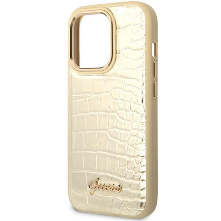 Guess Croco Collection - Coque pour iPhone 14 Pro (Or)