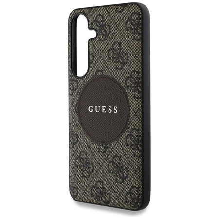 Guess 4G Round Patch Classic Logo MagSafe - pouzdro pro Samsung Galaxy S25+ (hnědé)