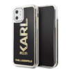 Karl Lagerfeld Logo Karl Liquid Glitter - pouzdro pro iPhone 11 (černé/zlaté třpytky)