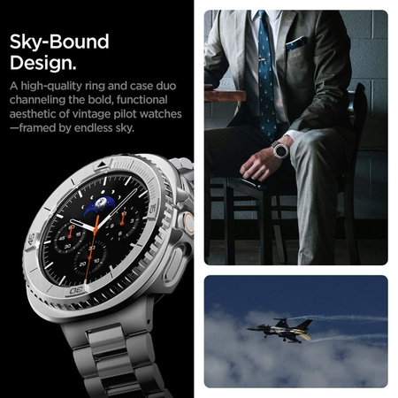 Spigen Bezel Tune Pro Pilot - Pouzdro / Ochranný kroužek pro Samsung Galaxy Watch 8 Classic 46 mm (Stříbrný)