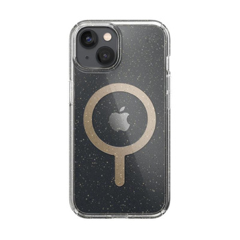 Speck Presidio Perfect-Clear with Glitter + MagSafe - pouzdro pro iPhone 14 / iPhone 13 s povrchovou úpravou MICROBAN (čiré / zlaté třpytky)