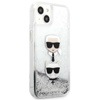 Karl Lagerfeld Liquid Glitter Karl & Choupette Head - iPhone 13 Case (silver)