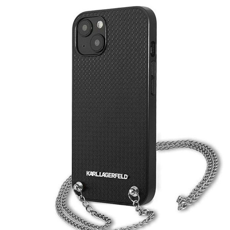 Karl Lagerfeld Leather Textured and Chain - pouzdro pro iPhone 13 mini (černé)