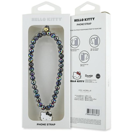 Hello Kitty Pearls Kitty Head - Phone Charm (Black)