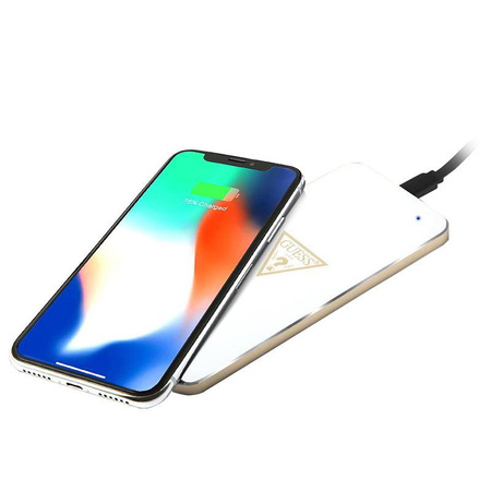 Guess Wireless Charging Base - Chargeur inductif sans fil universel, 5 W, 1 A (blanc)