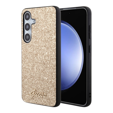 Guess Glitter Flakes Metal Logo Case - pouzdro pro Samsung Galaxy S24 (zlaté)