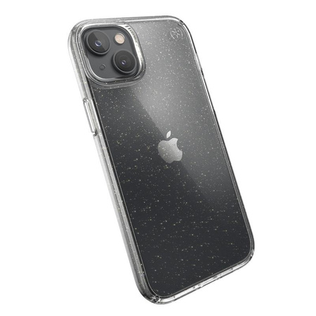 Speck Presidio Perfect-Clear mit Glitter - iPhone 14 Plus Hülle mit MICROBAN-Beschichtung (Klar / Gold Glitter)
