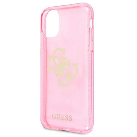 Guess Glitter 4G Big Logo - pouzdro pro iPhone 11 (růžové)
