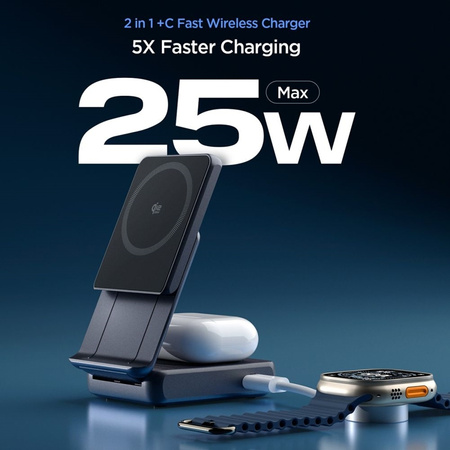 Bezprzewodowa Ładowarka MagSafe 2w1 Spigen Essential Czarna 25W Qi2.2 