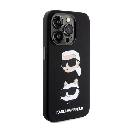 Karl Lagerfeld Silicone Karl & Choupette Heads - iPhone 15 Pro Tasche (Schwarz)