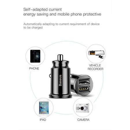 Baseus Grain - Car charger 2 x USB, 5 V / 3.1 A (white)
