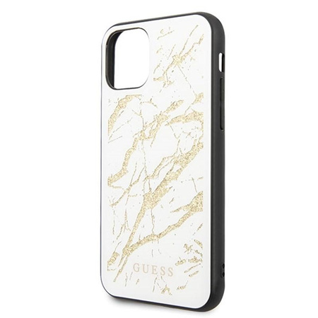 Guess Marble Glass Gold Glitter - Coque iPhone 11 Pro Max (blanc)