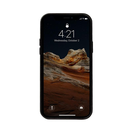 Crong Essential Cover - Bőr tok iPhone 12 Pro Max készülékhez (fekete)