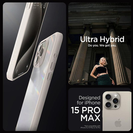 Spigen Ultra Hybrid - Coque pour iPhone 15 Pro Max (Titane naturel)