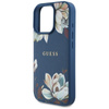 Guess Grained Printed Flower Pattern MagSafe - Pouzdro pro iPhone 16 Pro (modrý)