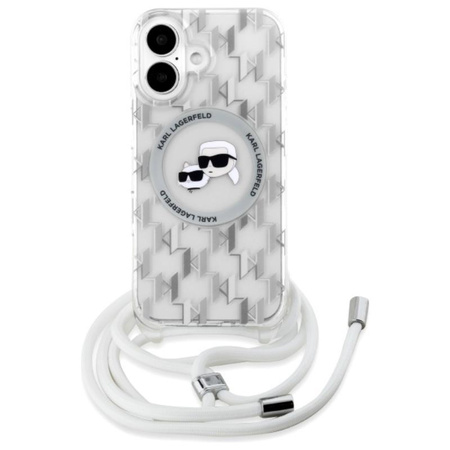 Karl Lagerfeld IML Crossbody Monogram Karl & Choupette Head MagSafe - Pouzdro pro iPhone 16 (průhledné)
