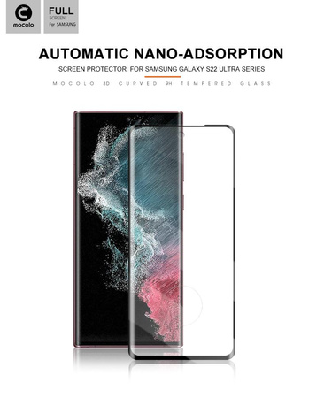 Mocolo 3D 9H Full Glue - Full screen protection glass for Samsung S22 Ultra (Black)