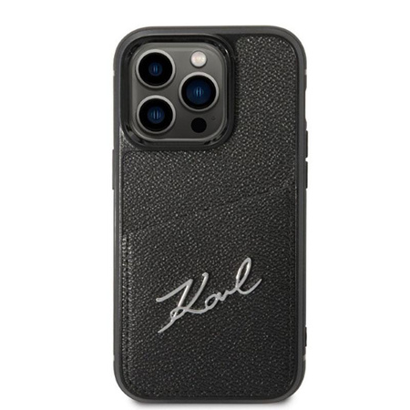 Karl Lagerfeld Signature Logo Cardslot - iPhone 14 Pro Tasche (schwarz)
