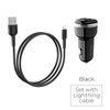 Borofone - Nabíječka do auta 2x USB Lightning kabel v balení, černá