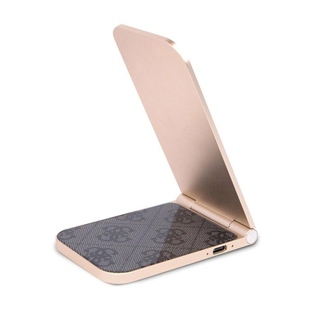 Guess 4G Pattern MagSafe - skládací indirektní nabíječka 2 v 1 s MagSafe pro iPhone a AirPods 15W (černá)