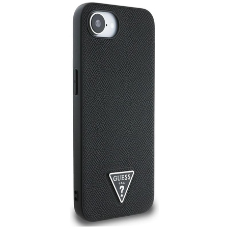 Guess szemcsés háromszög MagSafe - tok iPhone 16e készülékhez (fekete)