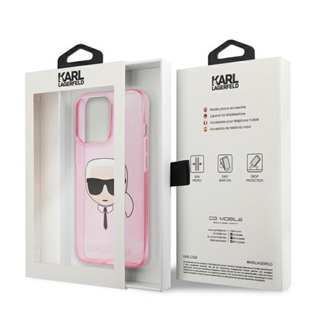 Karl Lagerfeld Karl's Head Glitter - Coque iPhone 13 Pro (rose)