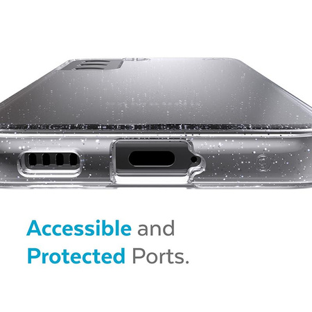 Speck Presidio Perfect-Clear with Glitter - Samsung Galaxy S22+ Case with MICROBAN Antimicrobial Coating (Clear/Platinum Glitter)