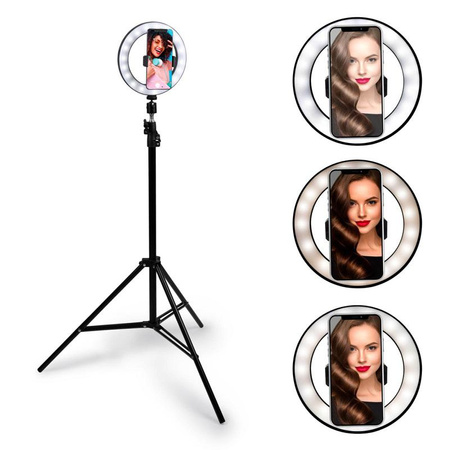 Grundig - Lampe annulaire LED avec trépied pour photos, selfie, maquillage