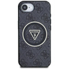 Guess IML Metal Glitter 4G Circle Triangle MagSafe - Pouzdro pro iPhone 16e (černé)