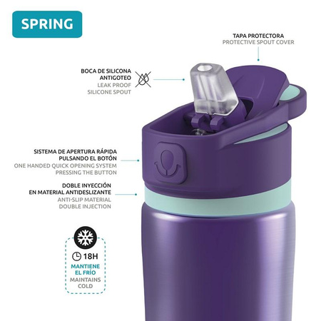 Quokka Spring - Termo láhev z nerezové oceli se systémem rychlého otevírání 600 ml (Aqua Violet)