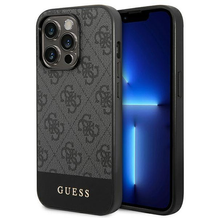 Guess 4G Bottom Stripe Metal Logo Collection - iPhone 14 Pro Max tok (szürke)