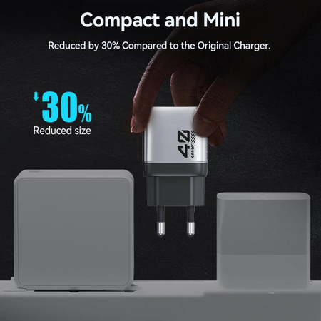 WEKOME WP-U02 Mecha Series - Chargeur de courant 2x USB-C Super Fast Charger GaN 40W (Argent)