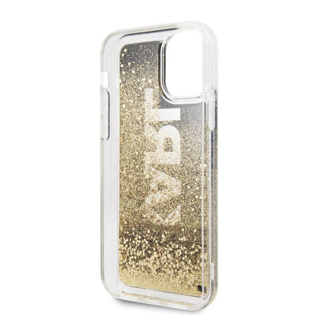Karl Lagerfeld Logo Karl Liquid Glitter - pouzdro pro iPhone 11 (černé/zlaté třpytky)