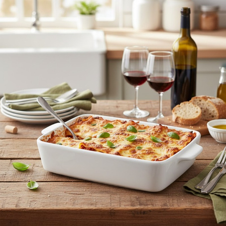 Alpina - Ceramic rectangular ovenproof dish 28x18x6 cm (white)