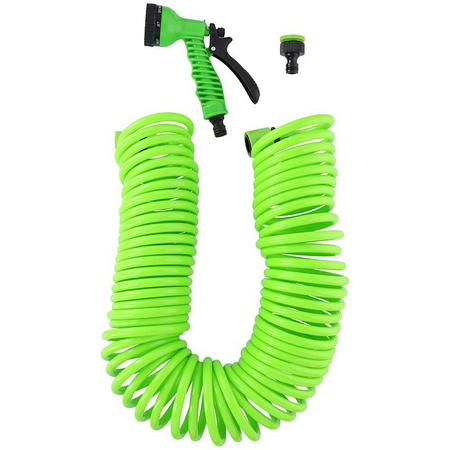 Kinzo - Spiral garden hose with couplings and gun included 15 m