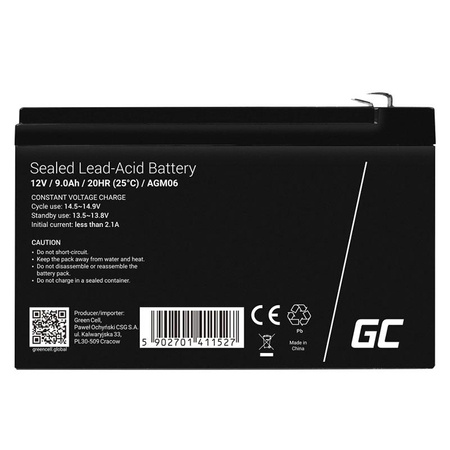 Green Cell - AGM VRLA 12V 9Ah bezúdržbová baterie pro UPS