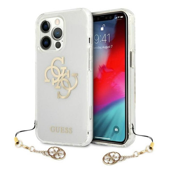 Guess 4G Big Logo Charm Gold- iPhone 13 Pro Case (gold charms)