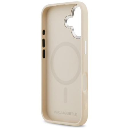 ETUI DO IPHONE 17 do MAGSAFE KARL LAGERFELD ORYGINALNE BEŻOWE SKÓRZANE CASE