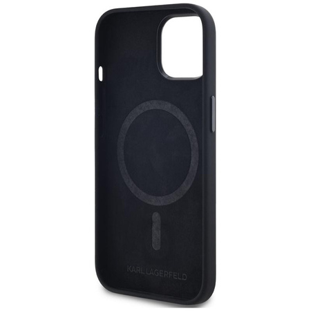 Karl Lagerfeld Silicone Shadow Metal Initial MagSafe - pouzdro pro iPhone 15 (černé)