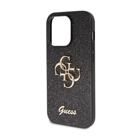 Pouzdro Guess Glitter Script Big 4G - iPhone 14 Pro Max (černé)