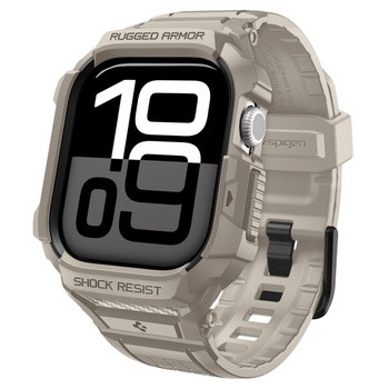 Spigen Rugged Armor Pro V2 – Apple Watch 10/11 46 mm-es (Dune Beige) szíj tokkal