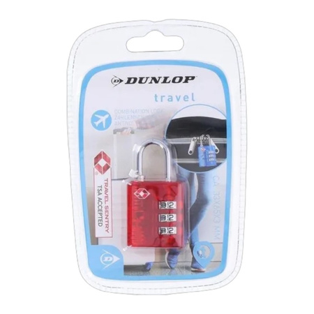 Dunlop - TSA combination lock for suitcase / luggage (Red)