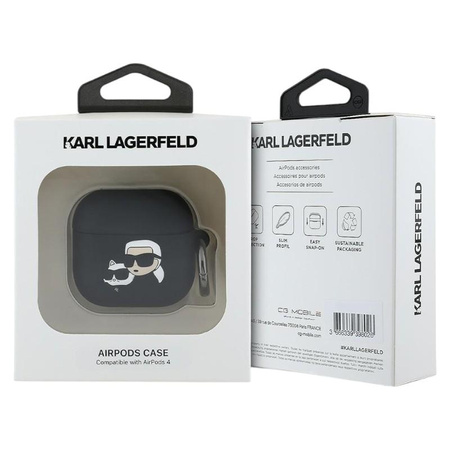 Karl Lagerfeld szilikon Karl & Choupette Head 3D - AirPods 4 tok (fekete)