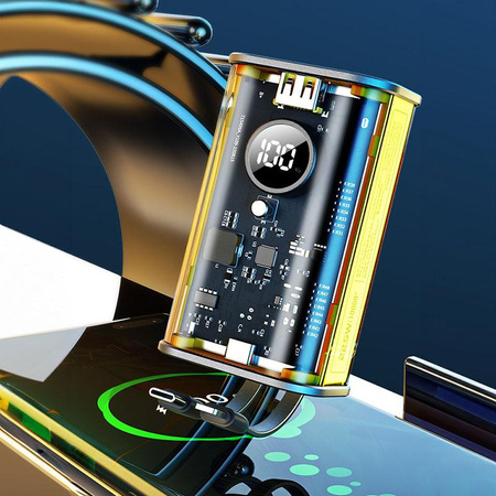 WEKOME WP-345 Vanguard Series - Power bank 10000 mAh Fast Charging with built-in USB-C & Lightning PD cable 20W + QC 22.5W (Yellow)