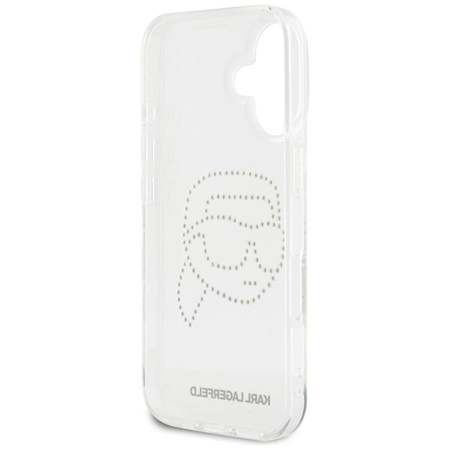 Karl Lagerfeld IML Rhinestones Karl Head - pouzdro pro iPhone 16 (průhledné)