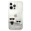 Karl Lagerfeld Liquid Glitter Karl & Choupette - iPhone 13 Pro Max tok (ezüst)